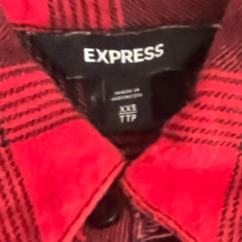 Express Red and Black Buffalo Plaid Shirt/Dress - Picture 3 of 4